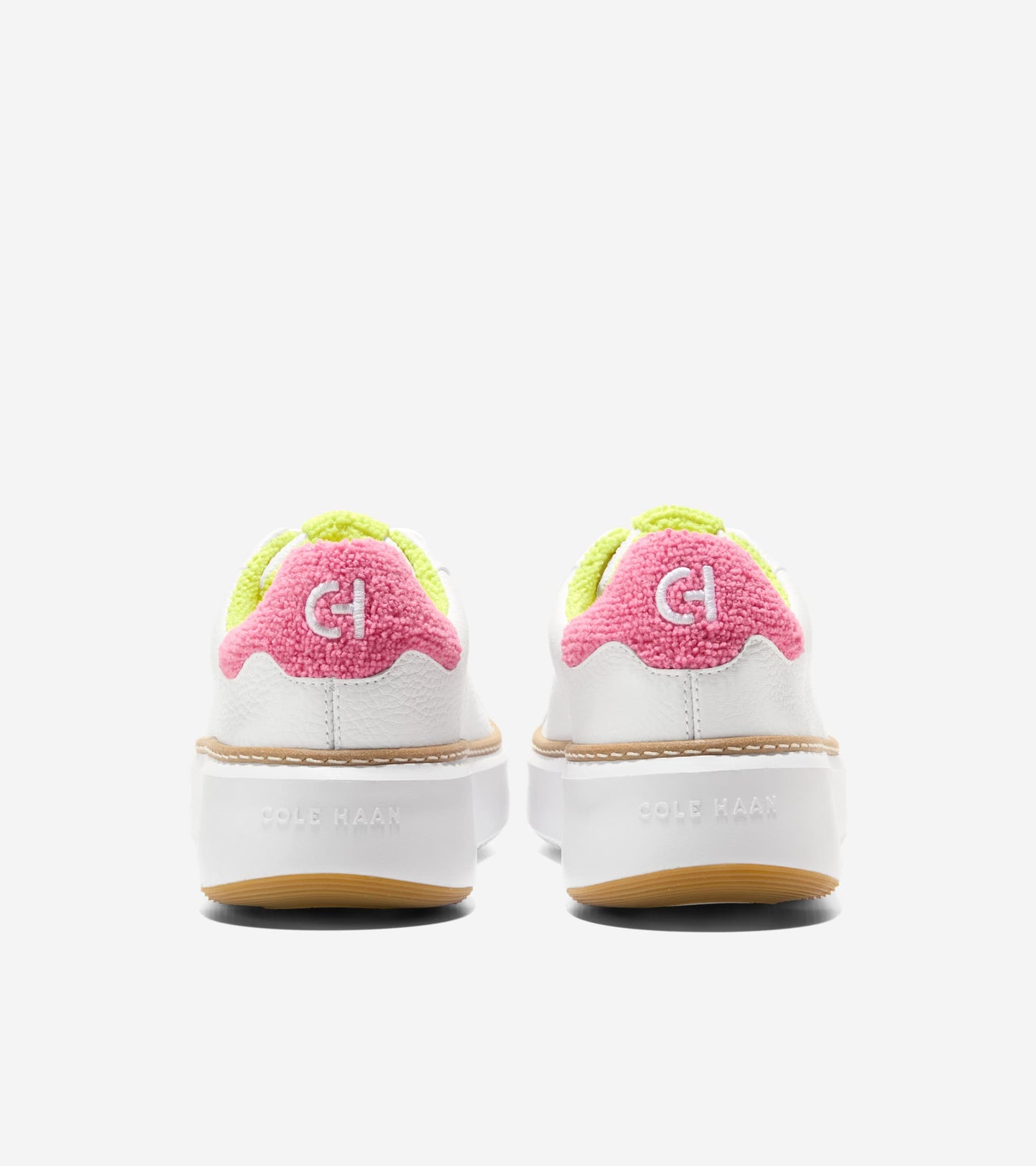 W30032:OPTIC WHITE TUMBLED LEATHER/CAMELIA ROSE TERRY