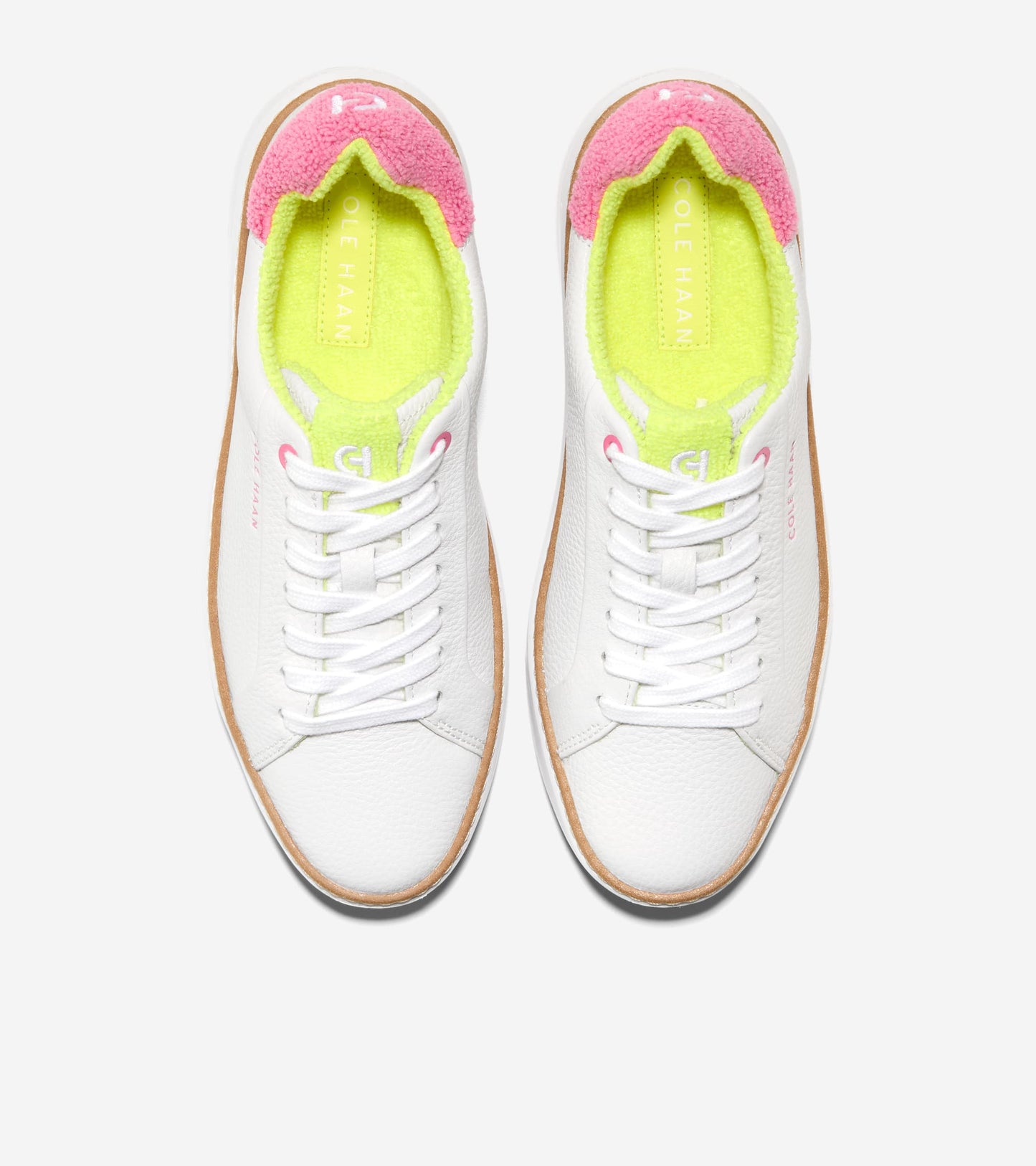W30032:OPTIC WHITE TUMBLED LEATHER/CAMELIA ROSE TERRY