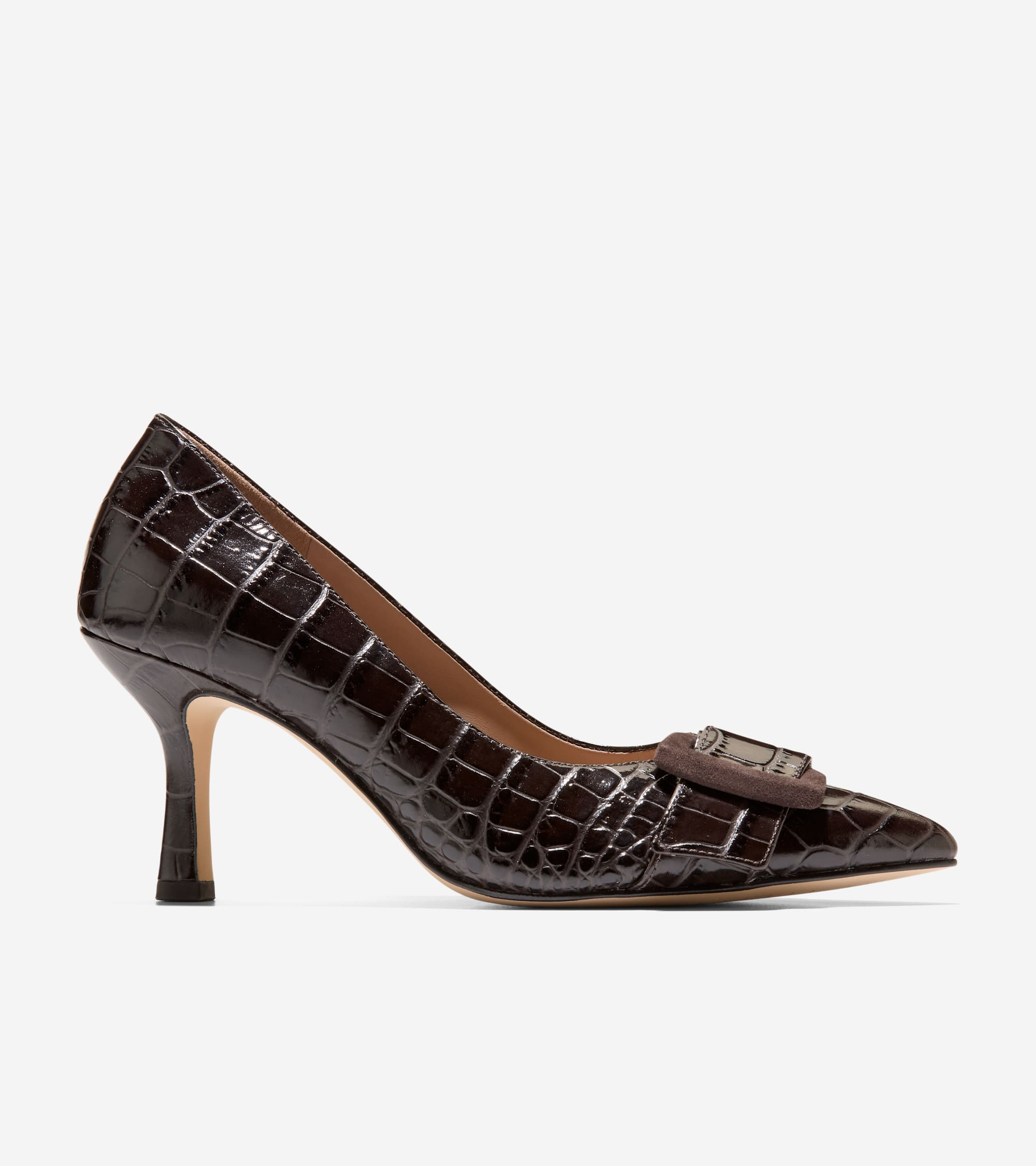 W38020:CH DARK CHOCOLATE CROC PRINT LEATHER / CH DARK CHOCOLATE SUEDE
