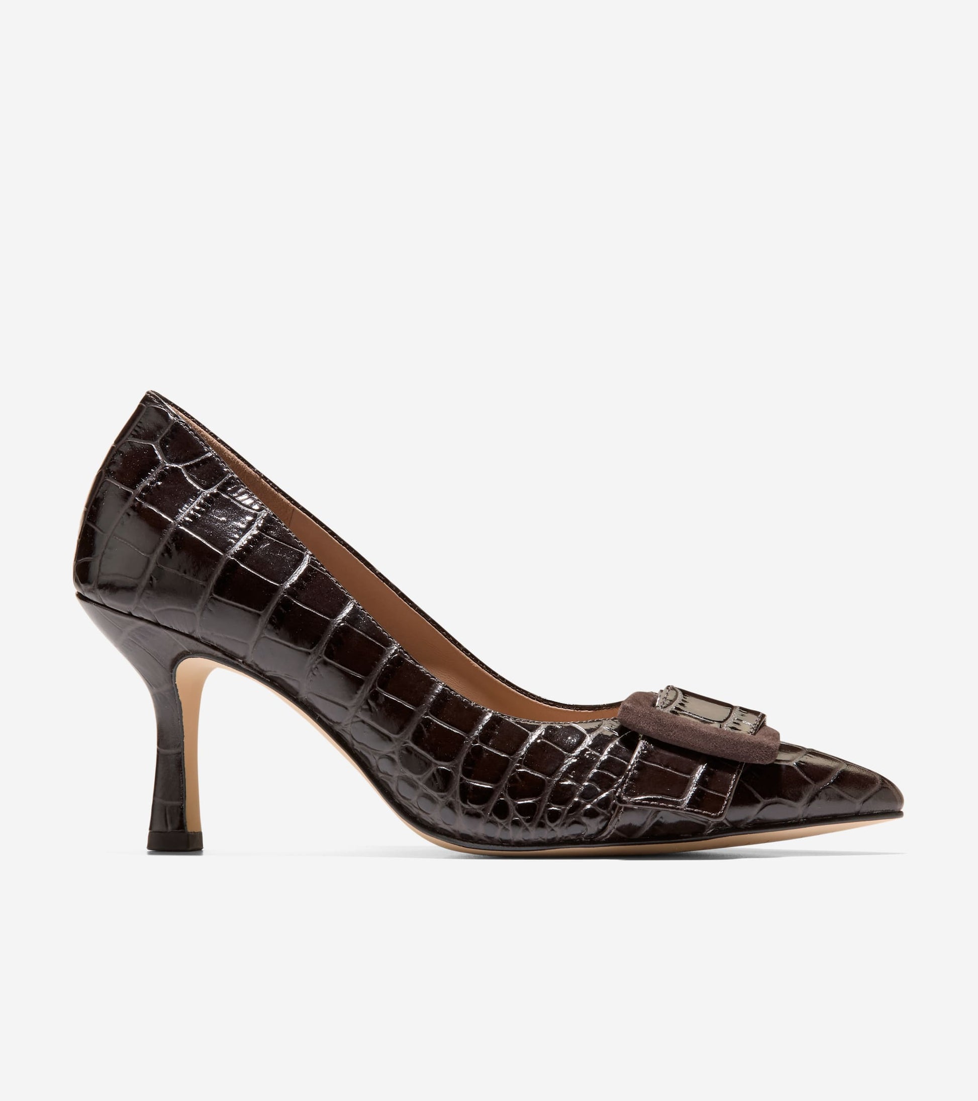 W38020:CH DARK CHOCOLATE CROC PRINT LEATHER / CH DARK CHOCOLATE SUEDE