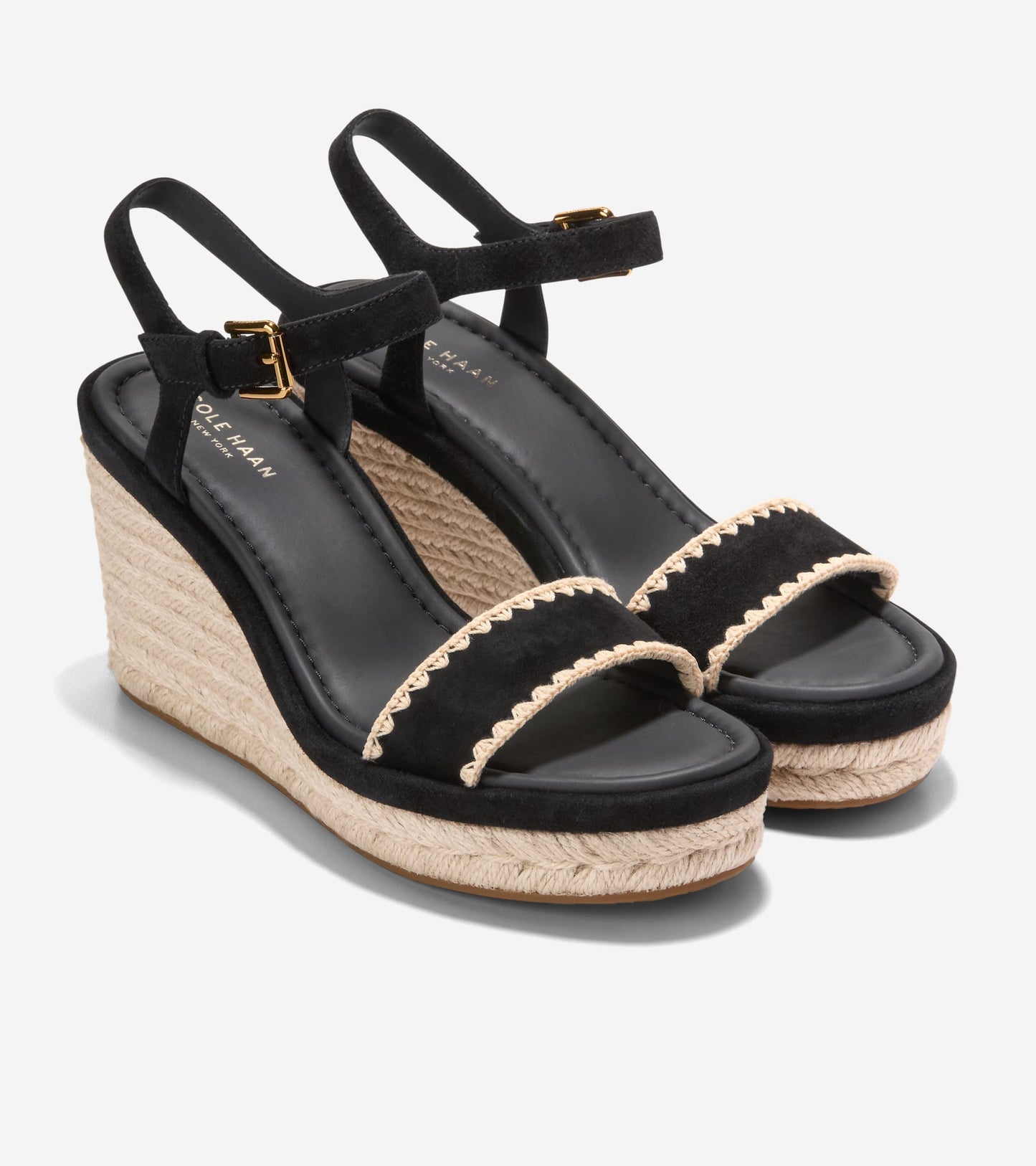 W36996:BLACK SUEDE / RAFFIA