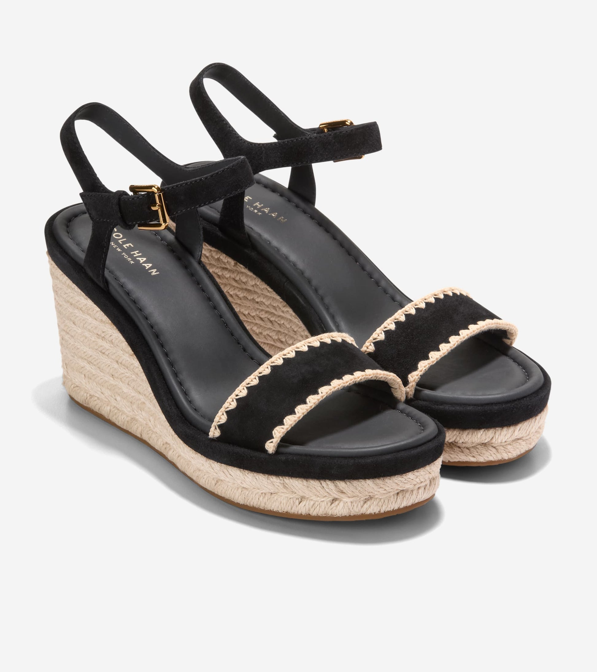 W36996:BLACK SUEDE / RAFFIA