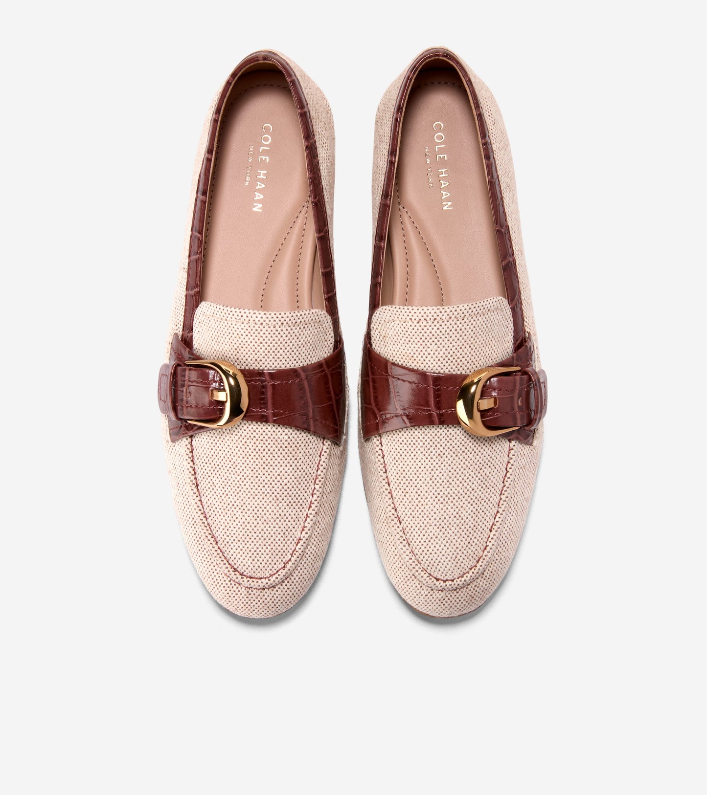 W35409:NATURAL 2 TONE CANVAS/CH MAHOGANY CROC PRINT LTHR
