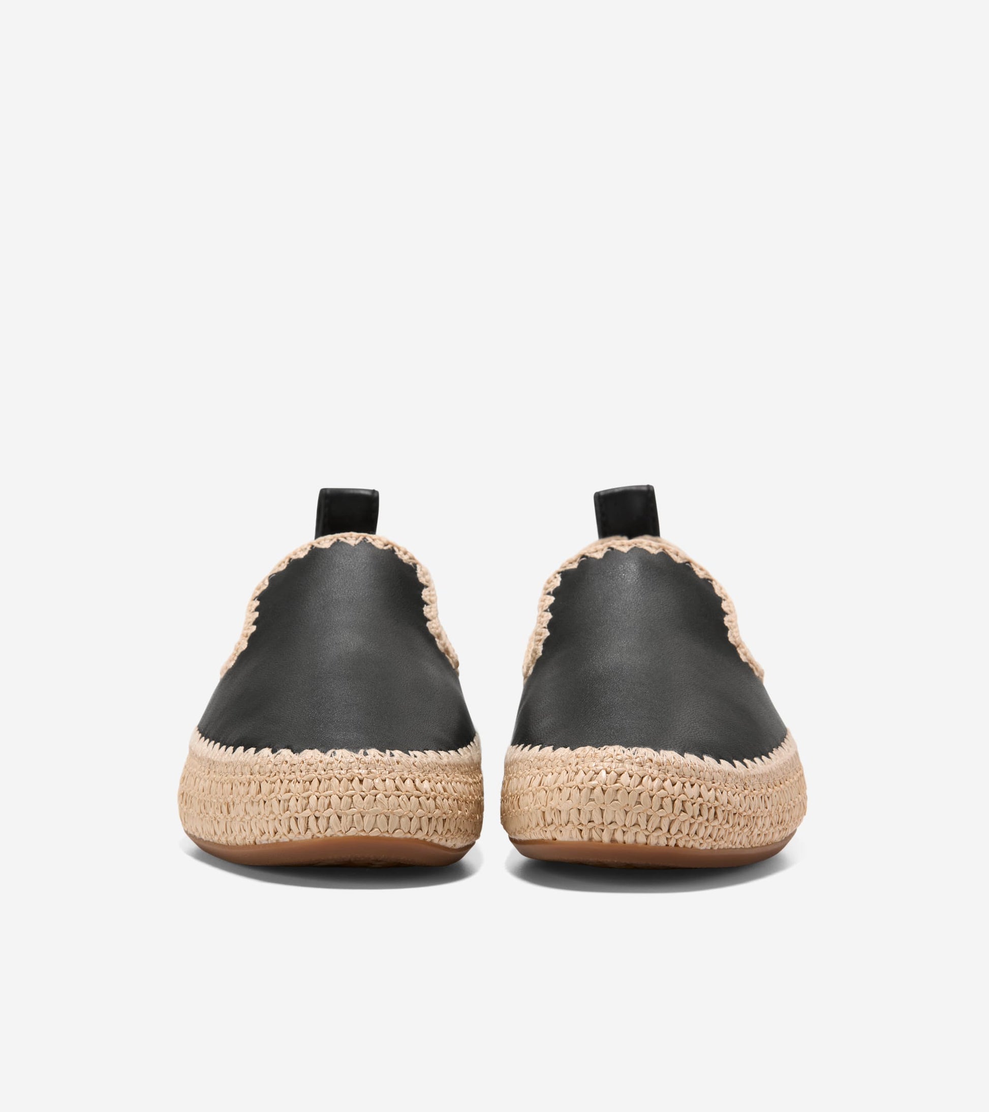 W34991:BLACK LEATHER / RAFFIA