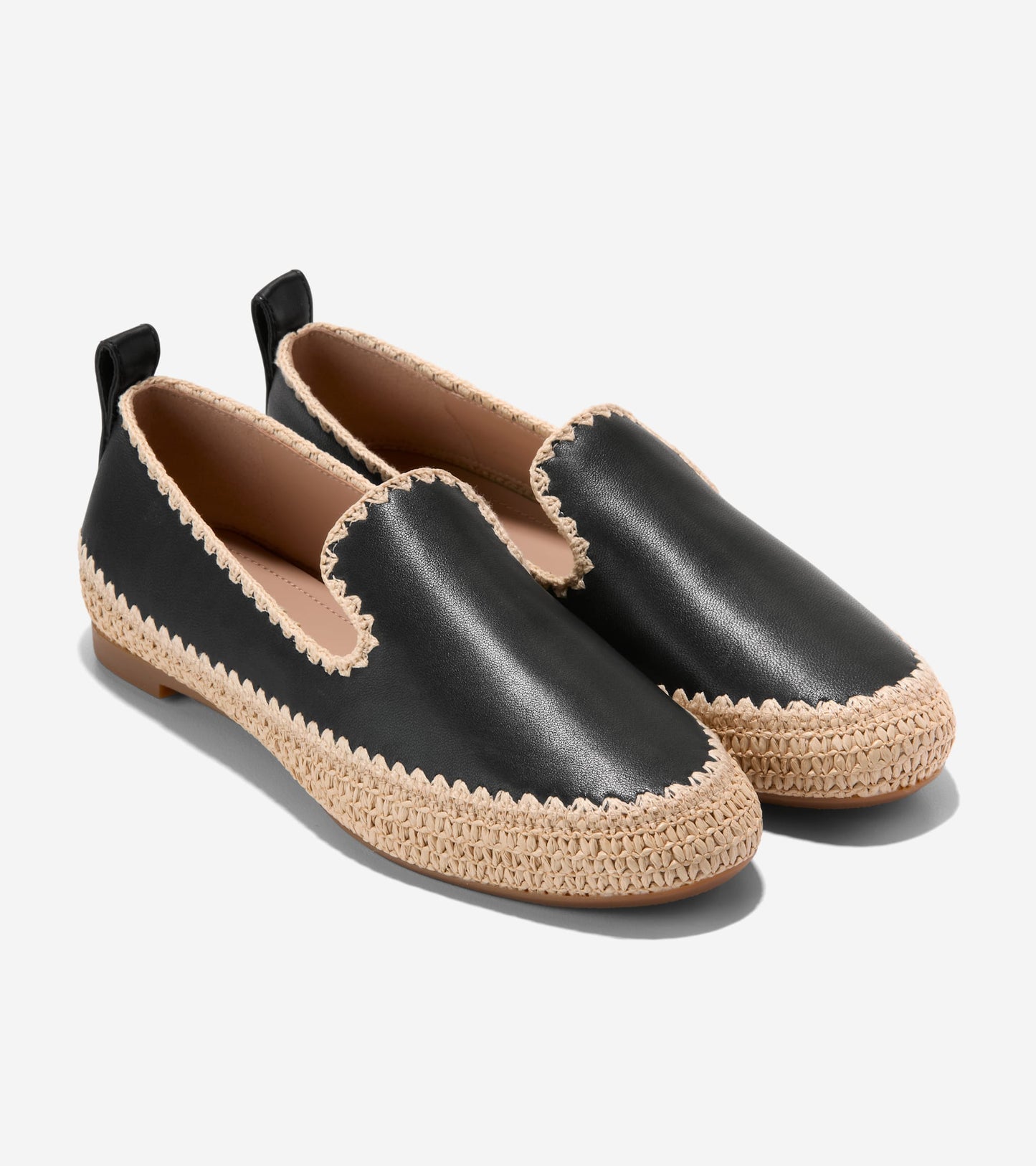 W34991:BLACK LEATHER / RAFFIA